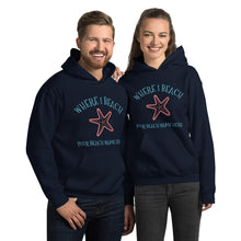 Load image into Gallery viewer, Starfish Customizable Beach Name Where I Beach Unisex Hoodie