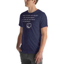 Load image into Gallery viewer, Ways to Win My Heart Bourbon Short-Sleeve Unisex T-Shirt - Where I Beach