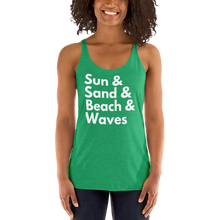 Load image into Gallery viewer, Sun, Sand, Beach & Waves Women's Racerback Tank - Cabo Easy