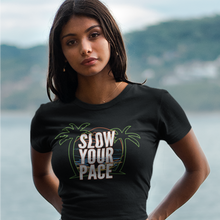 Load image into Gallery viewer, Slow Your Pace Palm Trees and Sand Short-Sleeve Unisex T-Shirt - Cabo Easy