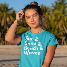 Load image into Gallery viewer, Sun, Sand, Beach & Waves Women's T-Shirt - Cabo Easy