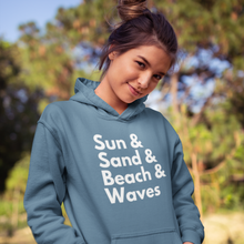 Load image into Gallery viewer, Sun, Sand, Beach & Waves Unisex Hoodie - Cabo Easy