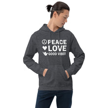 Load image into Gallery viewer, Peace, Love, and Good Vibes Unisex Hoodie - Cabo Easy