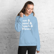 Load image into Gallery viewer, Sun, Sand, Beach & Waves Unisex Hoodie - Cabo Easy
