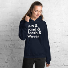 Load image into Gallery viewer, Sun, Sand, Beach & Waves Unisex Hoodie - Cabo Easy