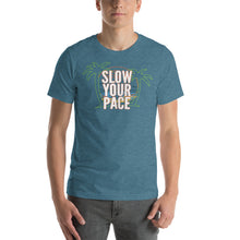 Load image into Gallery viewer, Slow Your Pace Palm Trees and Sand Short-Sleeve Unisex T-Shirt - Cabo Easy