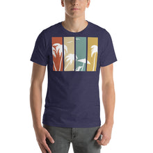 Load image into Gallery viewer, White Palm and Beach Scene Silhouette Short-Sleeve Unisex T-Shirt - Cabo Easy