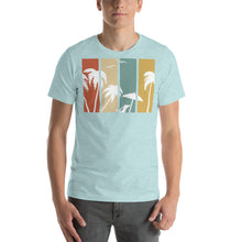 Load image into Gallery viewer, White Palm and Beach Scene Silhouette Short-Sleeve Unisex T-Shirt - Cabo Easy