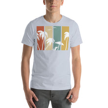 Load image into Gallery viewer, White Palm and Beach Scene Silhouette Short-Sleeve Unisex T-Shirt - Cabo Easy