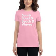 Load image into Gallery viewer, Sun, Sand, Beach & Waves Women's T-Shirt - Cabo Easy