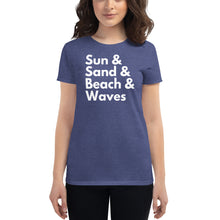 Load image into Gallery viewer, Sun, Sand, Beach & Waves Women's T-Shirt - Cabo Easy