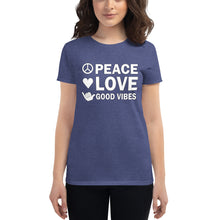 Load image into Gallery viewer, Peace, Love and Good Vibes! Women's T-shirt - Cabo Easy