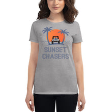 Load image into Gallery viewer, Sunset Chasers Palm Tree with Sunset Women's T-shirt - Cabo Easy