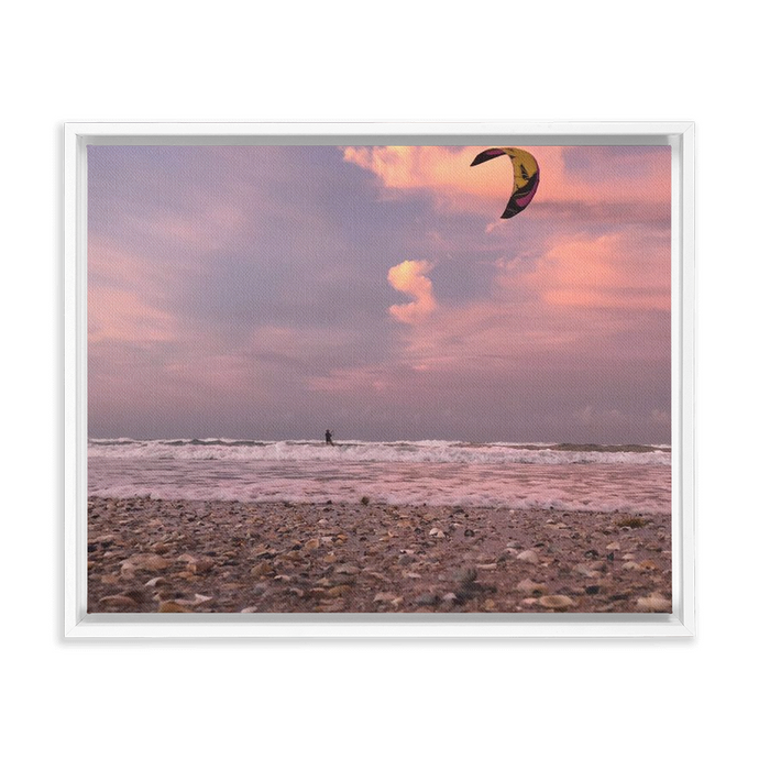Wind Surfer at Sunset Framed Canvas Wrap