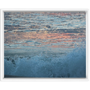 Sunrise Ocean Water Splash Framed Canvas Wrap