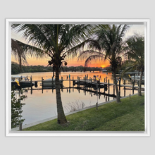 Load image into Gallery viewer, Eau Gallie River Sunset Framed Traditional Stretched Canvas
