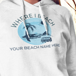 VW Bug Beach Hoodie Customized Beach Name