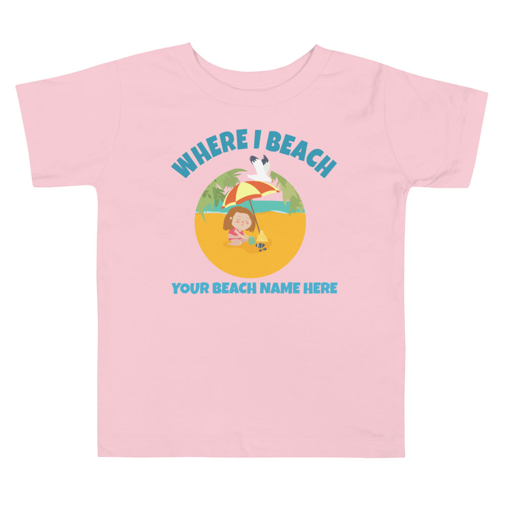 Toddler Girls Beach Tee Customizable Name T-Shirt