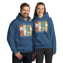 Load image into Gallery viewer, Customizable Beach Name Hoodie  Palm Tree Design

