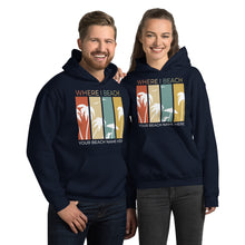 Load image into Gallery viewer, Customizable Beach Name Hoodie  Palm Tree Design
