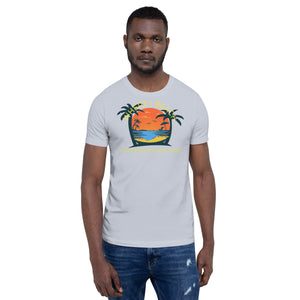 Where I Beach Sunset, Palm Trees and Beach customizable Unisex T-Shirt - Where I Beach
