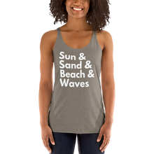 Load image into Gallery viewer, Sun, Sand, Beach &amp; Waves Women&#39;s Racerback Tank - Cabo Easy

