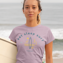 Load image into Gallery viewer, Eat Sleep Surf Repeat Unisex T-Shirt - Cabo Easy
