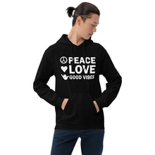 Load image into Gallery viewer, Peace, Love, and Good Vibes Unisex Hoodie - Cabo Easy
