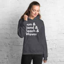 Load image into Gallery viewer, Sun, Sand, Beach &amp; Waves Unisex Hoodie - Cabo Easy
