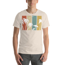 Load image into Gallery viewer, White Palm and Beach Scene Silhouette Short-Sleeve Unisex T-Shirt - Cabo Easy

