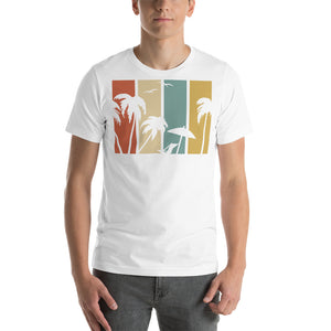 White Palm and Beach Scene Silhouette Short-Sleeve Unisex T-Shirt - Cabo Easy