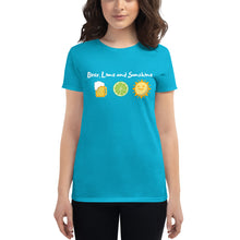 Load image into Gallery viewer, Beer, Lime, and Sunshine Women&#39;s short sleeve t-shirt - Cabo Easy

