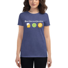 Load image into Gallery viewer, Beer, Lime, and Sunshine Women&#39;s short sleeve t-shirt - Cabo Easy
