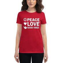 Load image into Gallery viewer, Peace, Love and Good Vibes! Women&#39;s T-shirt - Cabo Easy
