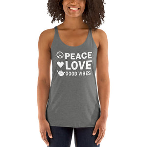 Peace, Love, Good Vibes Women's Racerback Tank - Cabo Easy